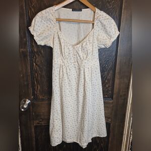Brandy Melville Cream/White Floral Mini Dress  "Blair," "Amara," or "Milkmaid"